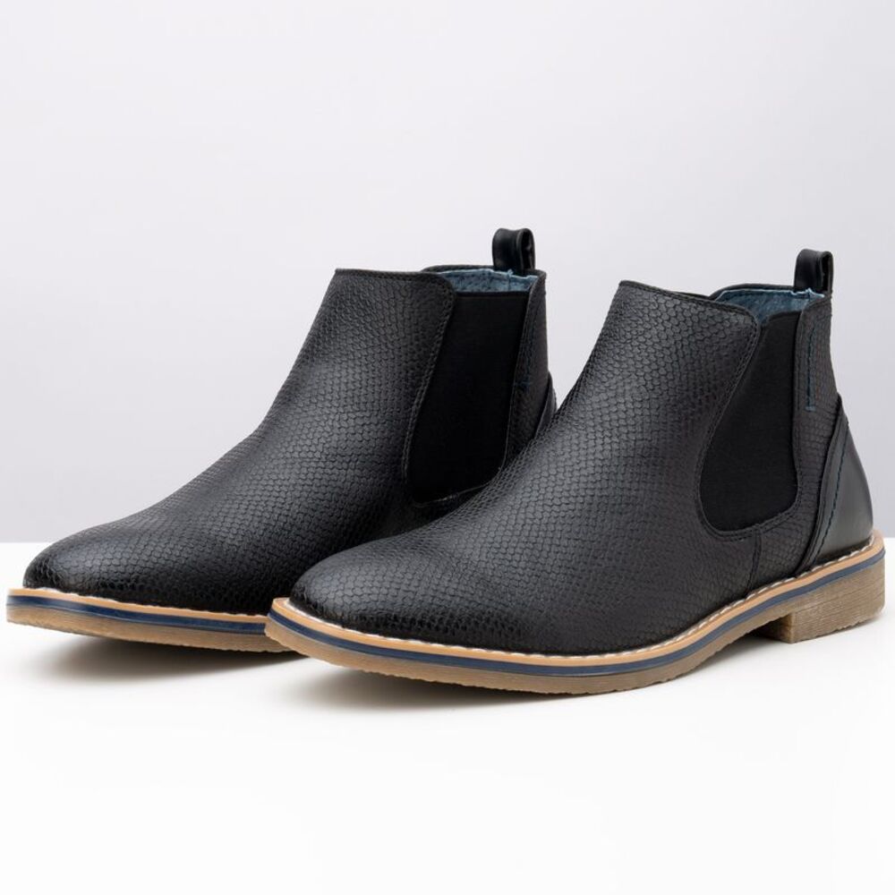 Alpine Swiss Mens Nash Chelsea Boots Snakeskin Ankle Boot Genuine Leather Lined - Picture 6 of 7